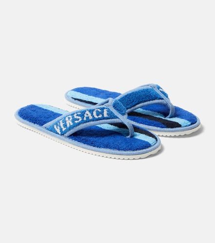 Slippers de rizo de algodón a rayas - Versace Home - Modalova