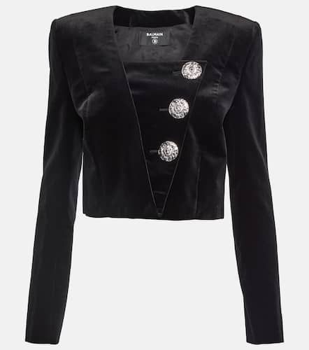 Blazer cropped de terciopelo adornado - Balmain - Modalova