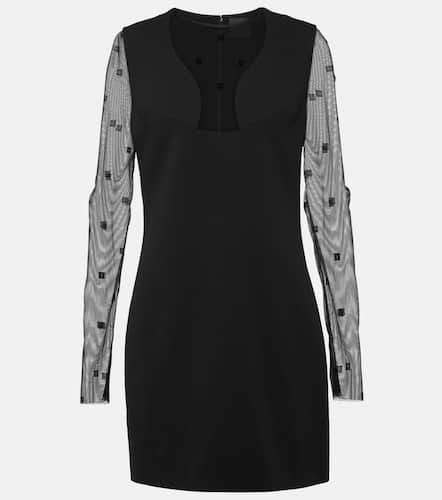 Vestido corto de malla y jersey con logo - Givenchy - Modalova