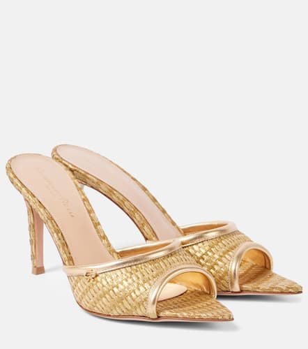 Marbella leather-trimmed raffia mules - Gianvito Rossi - Modalova