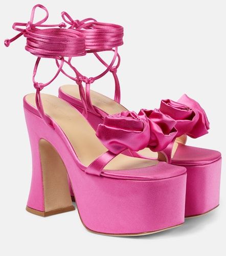 Applique satin platform sandals - Magda Butrym - Modalova