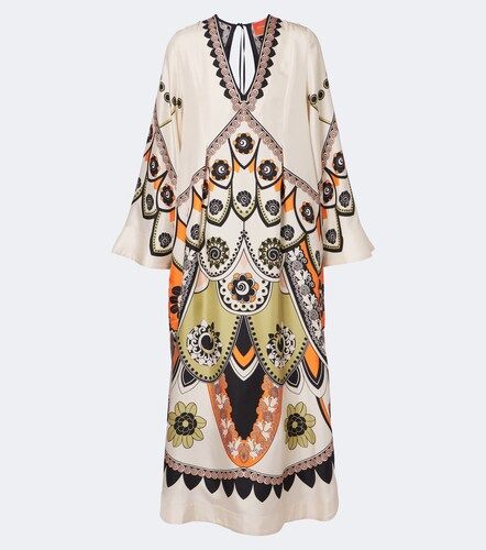 Vestido midi Twin Flame de sarga de seda estampado - La DoubleJ - Modalova