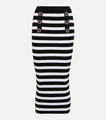 Embellished striped knit midi skirt - Balmain - Modalova
