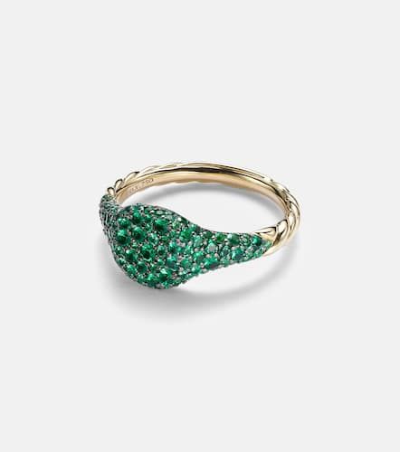 Anillo de meñique Petite Pavé de oro de 18 ct con esmeraldas - David Yurman - Modalova