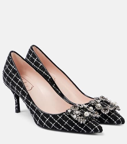 Flower Strass 65 leather-trimmed bouclÃ© pumps - Roger Vivier - Modalova