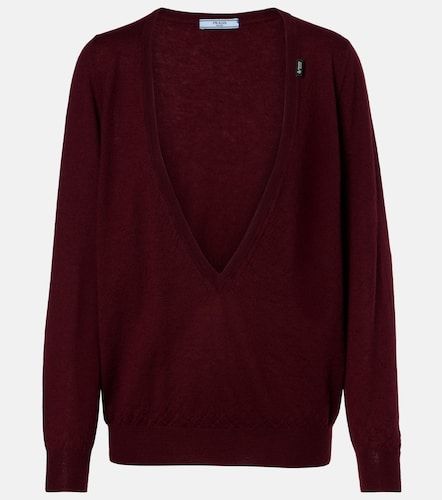 Pullover in cashmere con scollo a V - Prada - Modalova