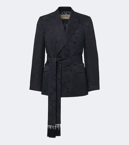 Blazer in lino e seta jacquard floreale - Valentino - Modalova