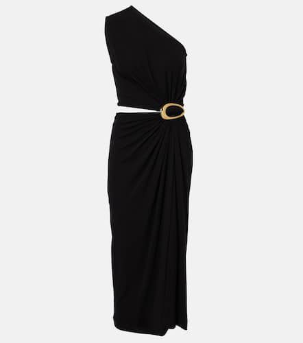 Cutout gathered crÃªpe jersey midi dress - Bottega Veneta - Modalova