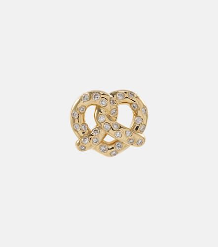 Einzelner Ohrring Pretzel aus 14kt Gelbgold mit Diamanten - Sydney Evan - Modalova