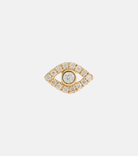 Orecchino singolo Evil Eye in 14kt con diamanti - Sydney Evan - Modalova