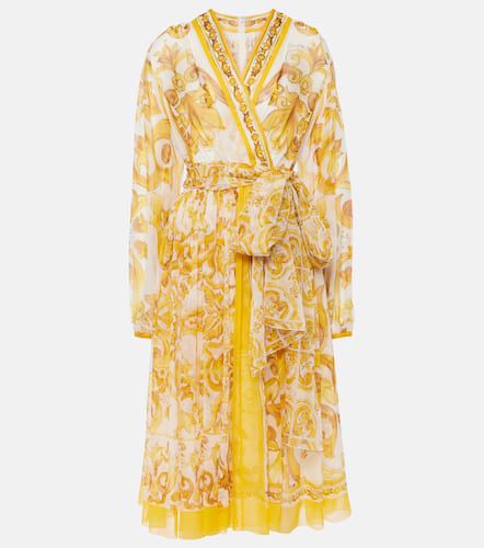 Vestido midi Majolica de chifón de seda - Dolce&Gabbana - Modalova