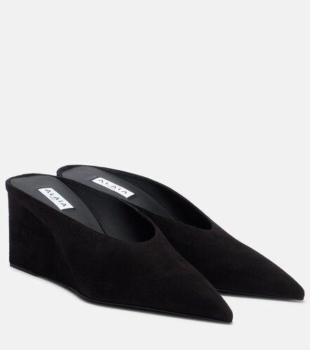 Alaia Cube 75 suede wedge mules - Alaia - Modalova