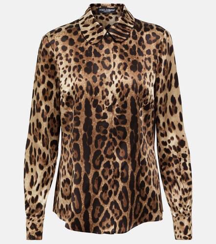 Camicia in seta con stampa leopardata - Dolce&Gabbana - Modalova