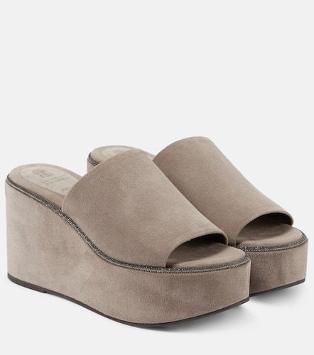 Suede platform slides - Brunello Cucinelli - Modalova