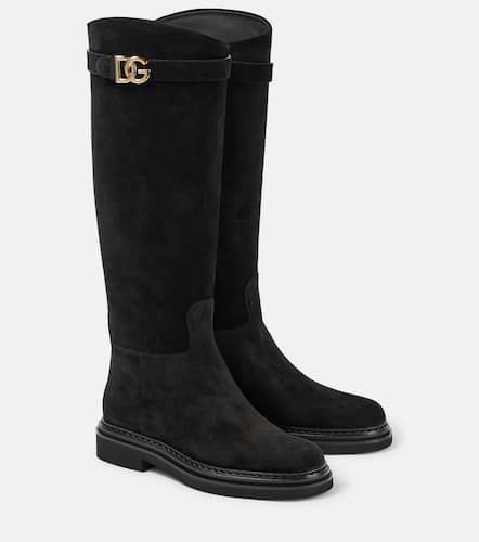 Botas altas de ante con logo - Dolce&Gabbana - Modalova