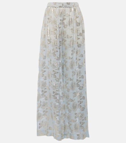 Floral silk-blend lamÃ© wide-leg pants - Nina Ricci - Modalova