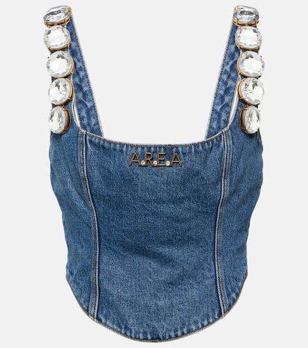 Jumbo Crystal embellished denim corset - Area - Modalova