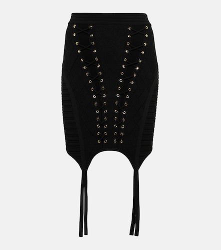 Balmain Lace-up knit miniskirt - Balmain - Modalova