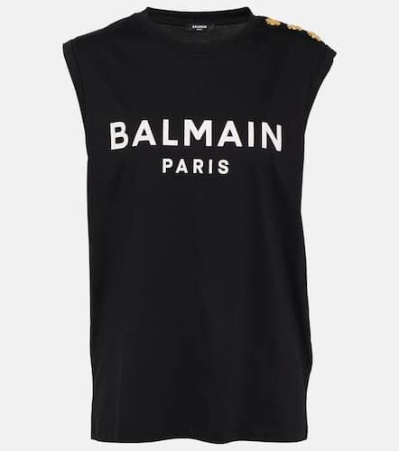 Top in jersey di cotone con logo - Balmain - Modalova