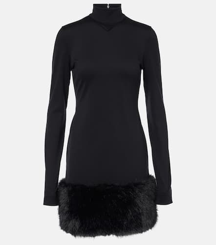 Minikleid aus Jersey mit Faux Fur - Prada - Modalova