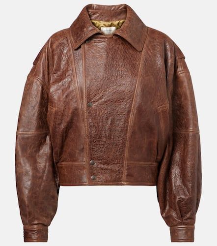 Double-breasted leather bomber jacket - Saint Laurent - Modalova