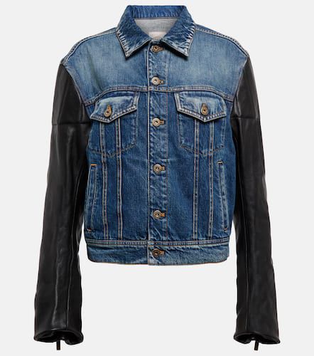 Chaqueta en denim con paneles de piel - Tod's - Modalova