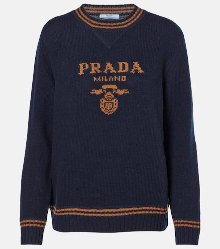 Pullover in lana e cashmere con logo - Prada - Modalova