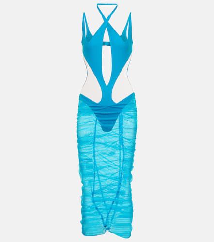 Cutout paneled tulle midi dress - Mugler - Modalova