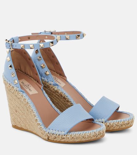 Espadrille-Sandalen Rockstud Double 105 aus Leder - Valentino Garavani - Modalova