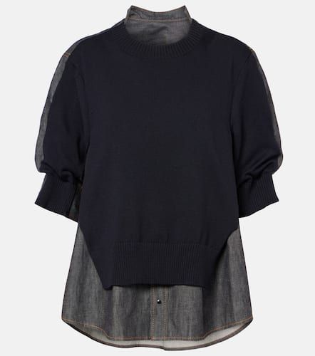 Pullover in denim e misto cotone - Sacai - Modalova