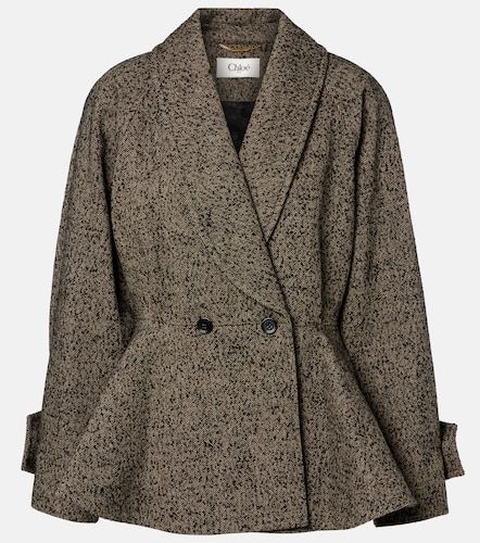 Herringbone peplum wool-blend coat - Chloe - Modalova