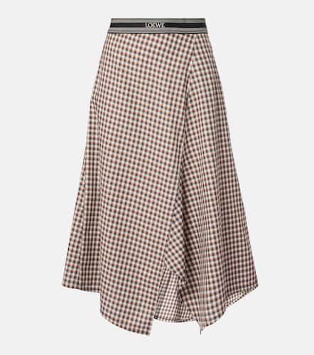 Asymmetric checked cotton midi skirt - Loewe - Modalova