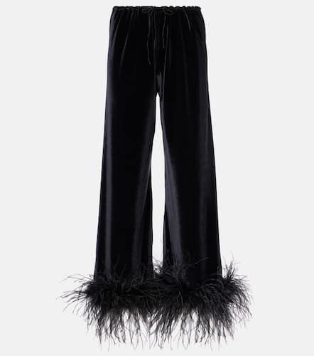 Oséree Feather-trimmed velvet wide-leg pants - Oseree - Modalova