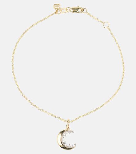 Crescent Moon 14kt and white chain necklace with diamonds - Sydney Evan - Modalova