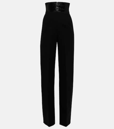 Alaïa High-Rise-Hose mit Lederbesatz - Alaia - Modalova