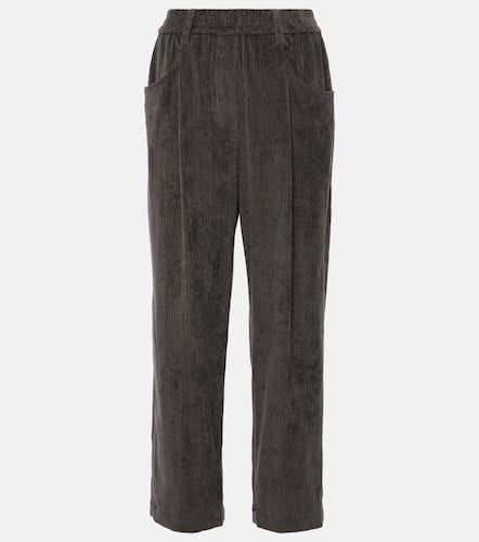 Pleated cotton straight pants - Brunello Cucinelli - Modalova