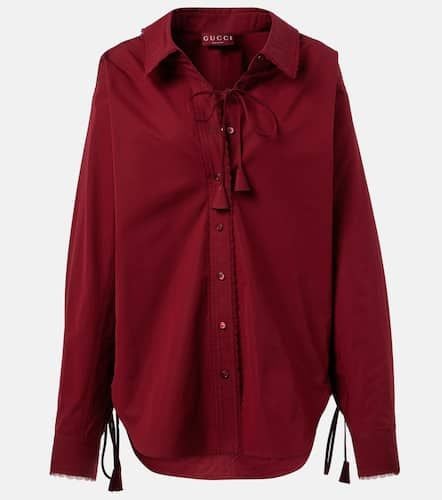 Camicia in popeline di cotone con pizzo - Gucci - Modalova