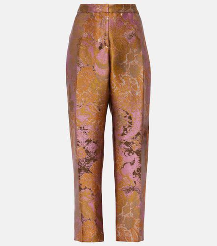 Printed metallic mid-rise straight pants - Dries Van Noten - Modalova