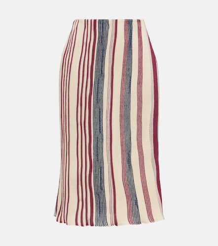 Striped linen and cotton midi skirt - Bottega Veneta - Modalova