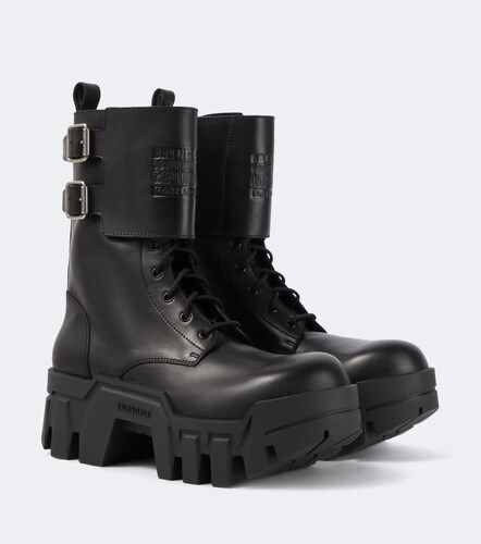 Bulldozer debossed leather combat boots - Balenciaga - Modalova