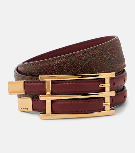Double Buckle slim paisley leather belt - Etro - Modalova
