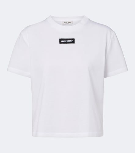 Camiseta de algodón con logo - Miu Miu - Modalova