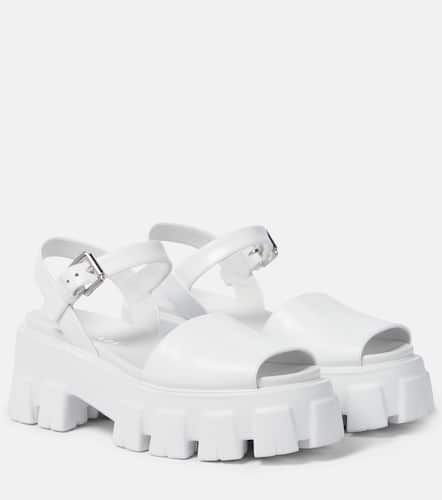 Brushed leather platform sandals - Prada - Modalova