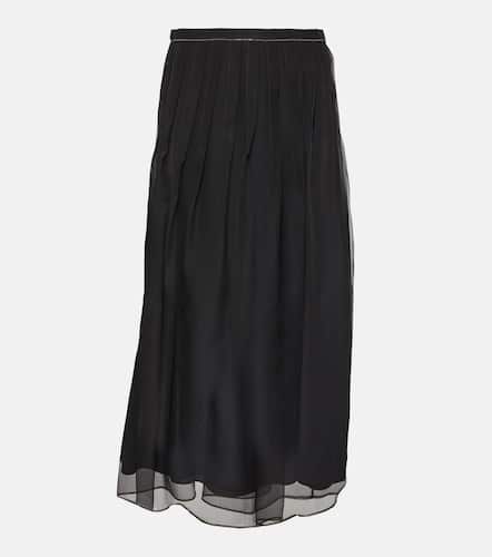Embellished pleated silk midi skirt - Brunello Cucinelli - Modalova