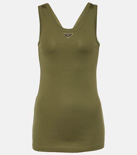 Tank top in jersey di cotone con logo - Prada - Modalova