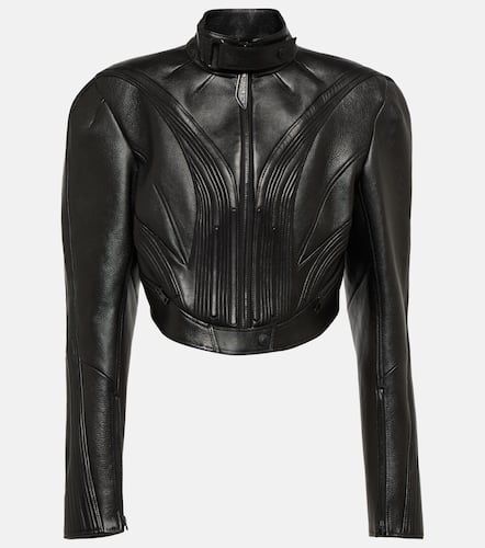 Mugler Chaqueta de piel cropped - Mugler - Modalova