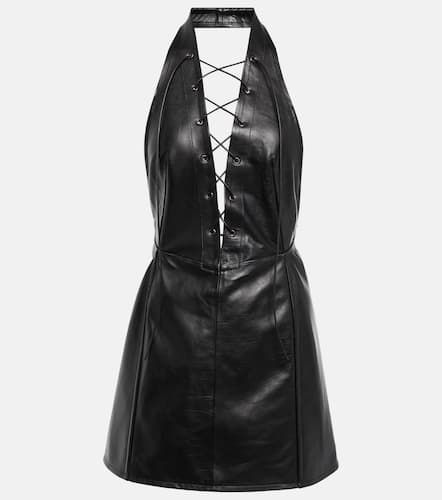 Atkins V-neck leather mini dress - Petar Petrov - Modalova