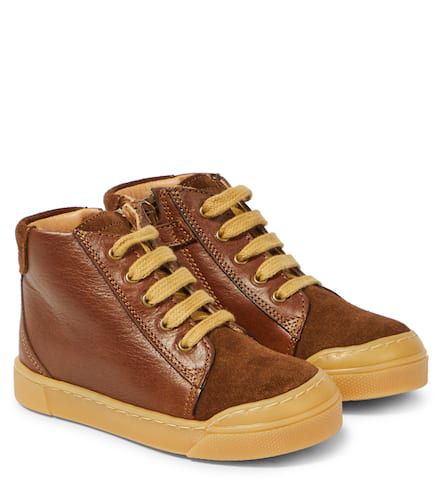 Suede-trimmed leather sneakers - Petit Nord - Modalova