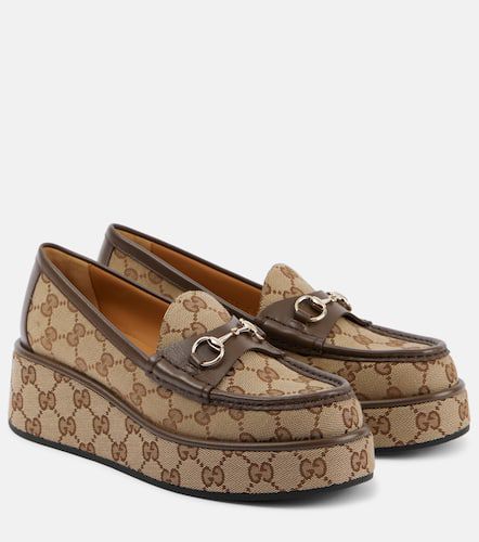 Mocasines con plataforma de lona GG con Horsebit - Gucci - Modalova