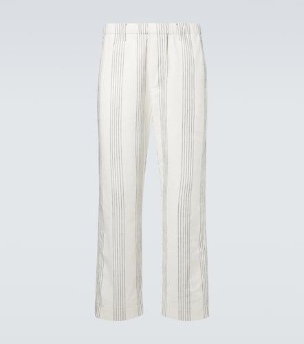 Pantalones rectos Textured de algodón a rayas - Commas - Modalova